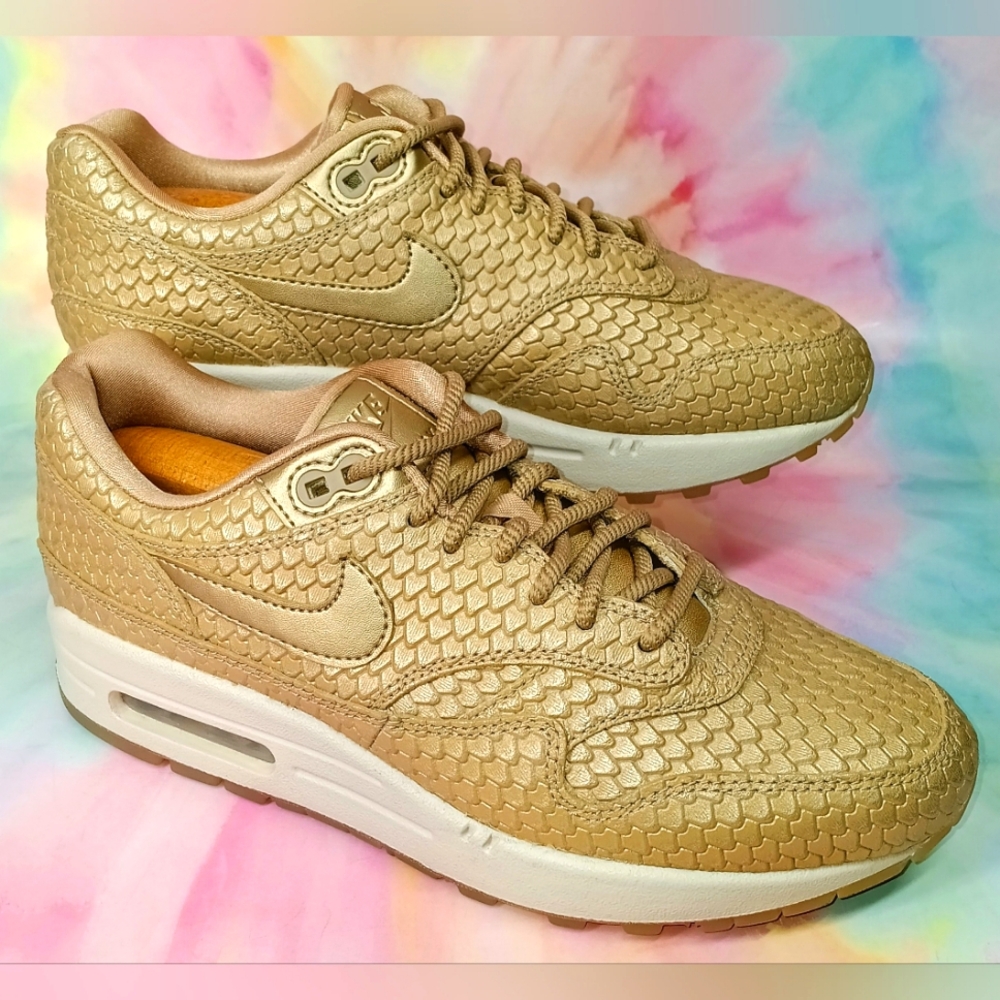 Nike Gold Snake-Embossed Air Max Sneakers